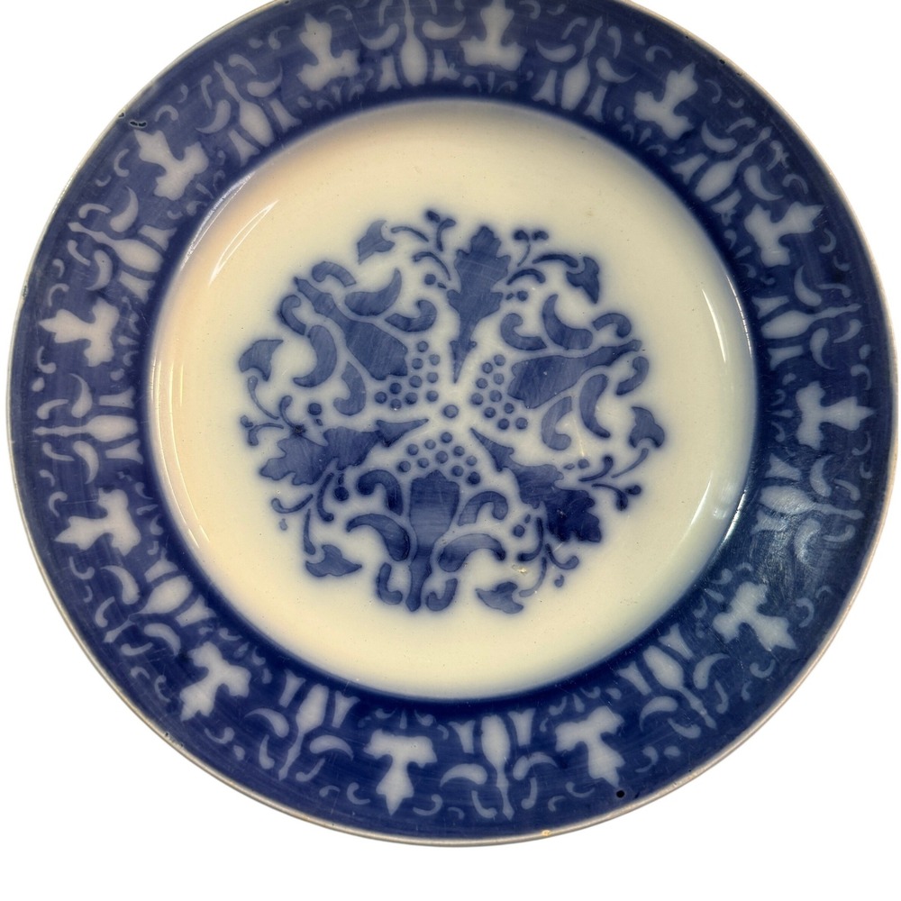 Antique Flow Blue Collector Plate Luneville France Transferware Grandmillennial